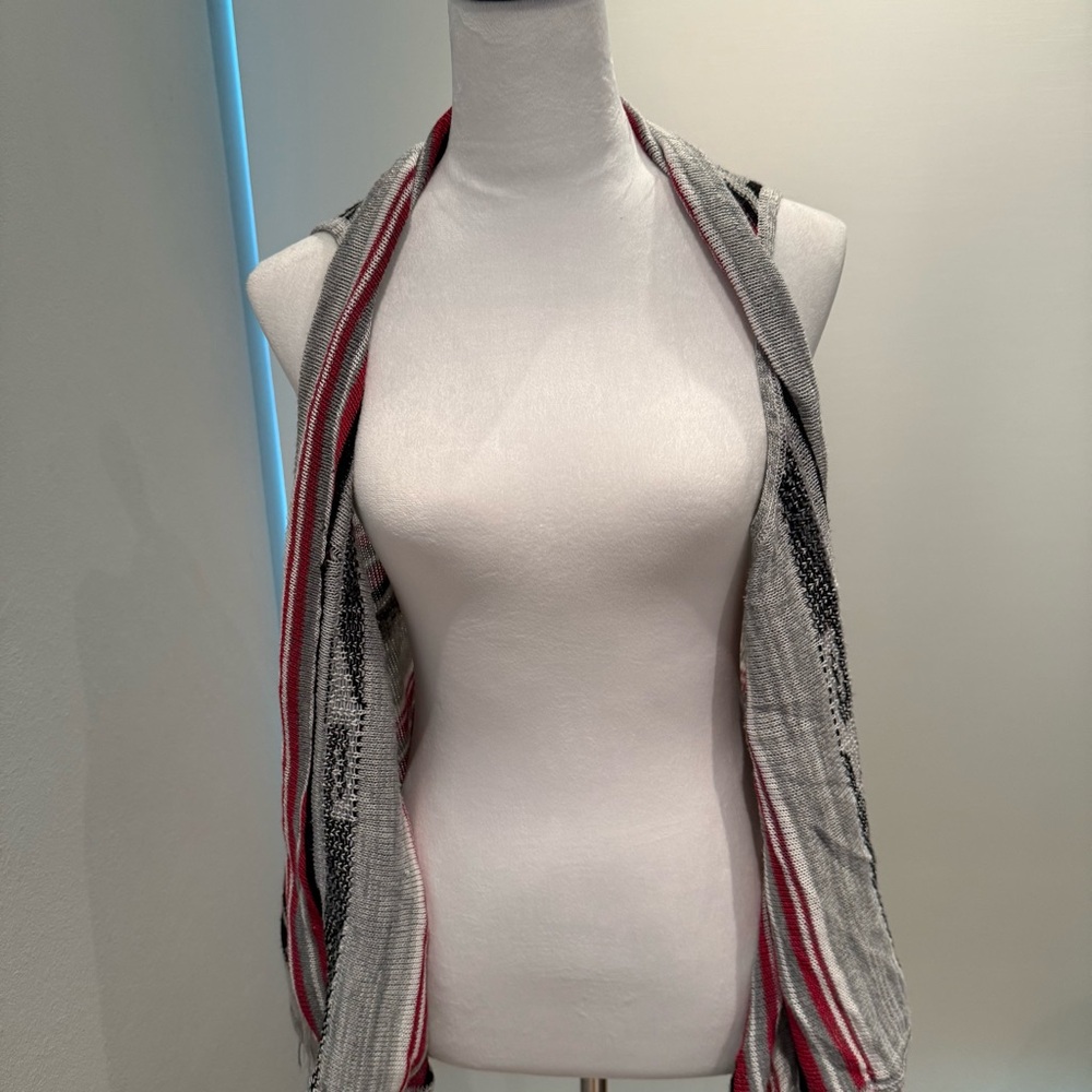 Striped Gray and Red Scarf